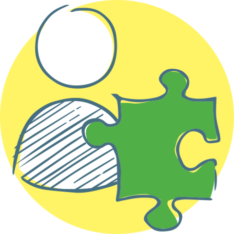 Person mit Puzzleteil